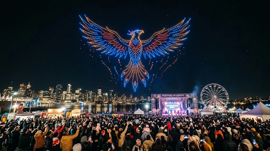 Large-scale drone show for festivals and public events in Singapore