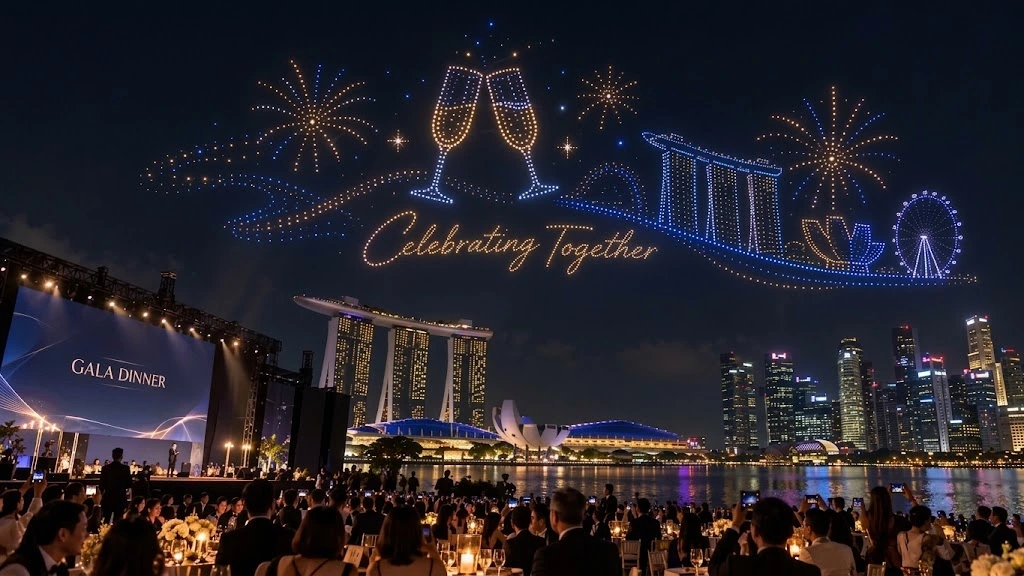 Drone show for gala dinners and company celebrations in Singapore