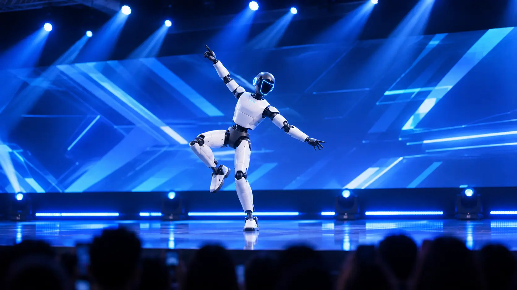 Humanoid robot performing at a corporate event in Singapore