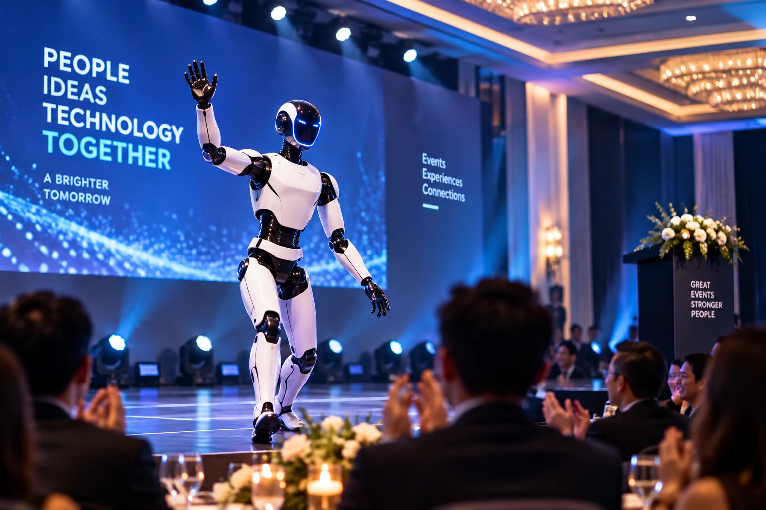 Robot performance integrated into corporate event production